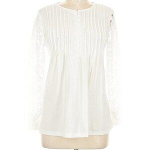 Unbranded. Women's. White lace-long sleeve, pleated, blouse. Medium. EUC.